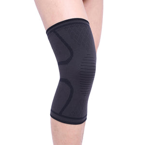 Woven knee brace being worn around a person's leg