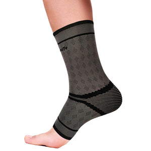 Foot in an ankle compression sleeve
