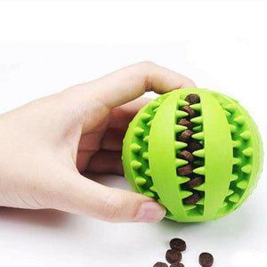 Green treat ball with kibble on the side