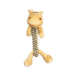 Five plush rope toys in the shape of animals
