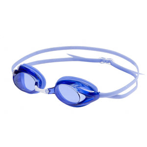 Black swimming goggles with a thin strap