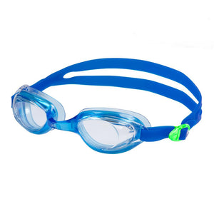 Swimming goggles with a green strap and a green frame