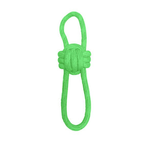 Green rope tug toy for dogs