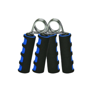 Two hand grip strengtheners. One blue and one grey