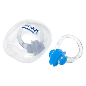 Blue swimming nose clip and protective carrying case