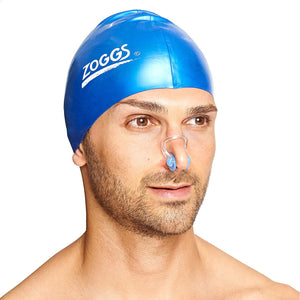 Blue swimming nose clip and protective carrying case