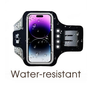 Black armband phone case with four led lights on the side