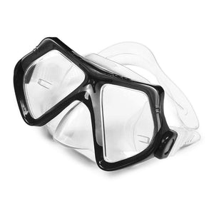 Black swimming goggles with large lenses